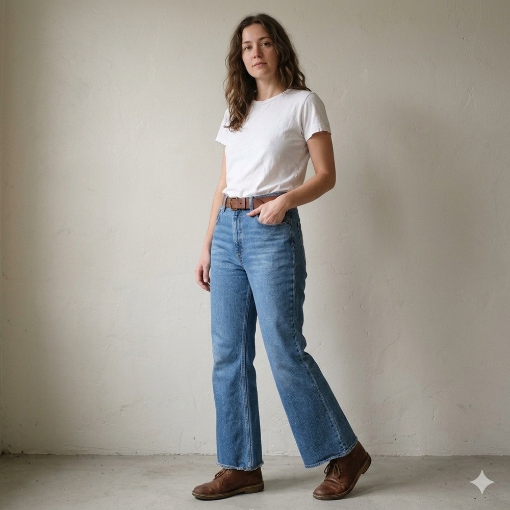 Levi's 70s High Flare Jeans Womens 31‎ Blue High Rise Raw Hem Retro Boho Denim